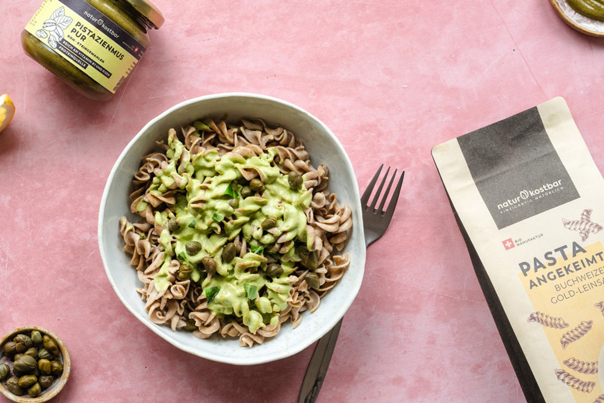 Buchweizenpasta mit cremiger Pistazienmussauce