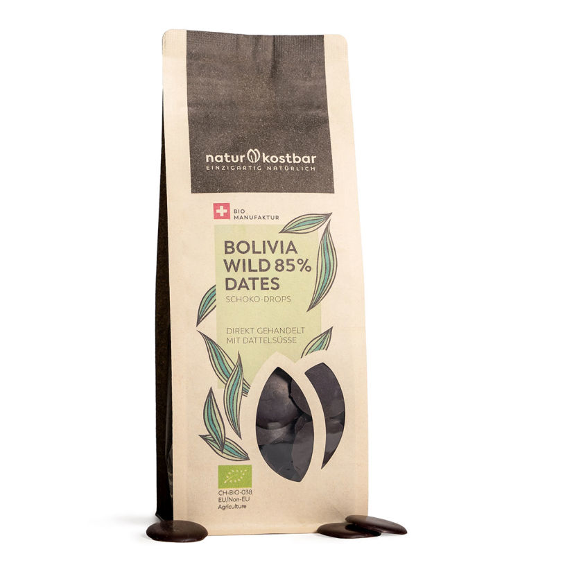 Schoko-Drops Bolivia wild 85% Dates 150g